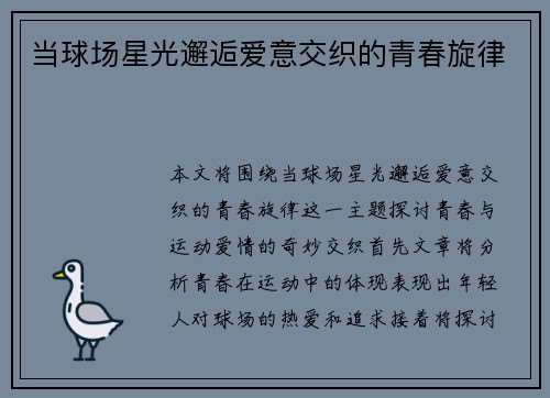 当球场星光邂逅爱意交织的青春旋律